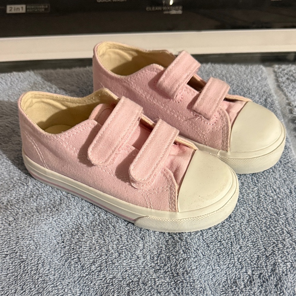 Girls' Pink Canvas Velcro Sneakers